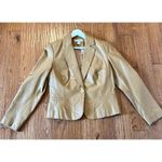 Newport News  Vintage Y2K 100% leather tan blazer jacket 10 Photo 8