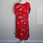 Torrid Size 2X red floral lace-up neck mini skater dress in gauze fabric Photo 7