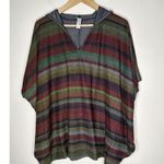 American Twist Oversized Poncho Hoodie Sweater Size Large Striped Hooded Cape Photo 0