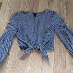AQUA Cropped Long Sleeve Tie Top Photo 4
