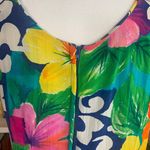 Vintage 90s Jams World Floral Sleeveless Dress Blue Pink Hibiscus Floral Print Size XS Photo 7
