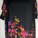 East 5th  Floral Cold Shoulder Top Size Large Black Multi Flutter Sleeve Size L Photo 0