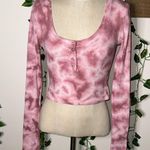 Aeropostale Waffle Knit Scoop Neck Tie Dye 4 Button Long Sleeve Photo 1