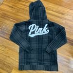 PINK - Victoria's Secret  Gray Plaid Quarter Zip Pullover Womens‎ Medium Sweatshirt Photo 3
