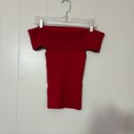 GRLFRND  Crystal Red Off-Shoulder Ribbed Knit Top Size M | Valentine Holiday Photo 5