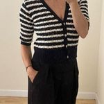 NWT Industry Navy & White Striped Knit Cropped 3/4 Sleeve V Photo 1