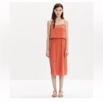 Madewell Silk Overlay Dress Rust 4 Photo 3