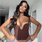 House Of CB House‎ of CB Mae Corset Top Brown NWOT size XS Photo 2