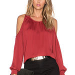 L'Academie L’Academie Cold Shoulder Blouse Medium Red Feminine Quiet Luxury Date Night Photo 0