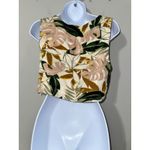 O.P.T Women's Tropical Palm Leaf Print Square Neck Sleeveless Crop Top Tan Photo 3