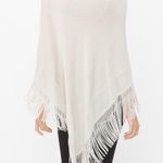 White House | Black Market Ecru and Gold Fringe Poncho Medium Photo 1