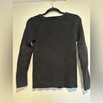 Ralph Lauren LRL Lauren Jeans Co. Medium Black Ribbed Cotton Sweater, Crew Neck. Zip Neckline Photo 2