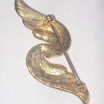 Vintage Black Enamel and Gold Tone Retro Rhinestone Brooch Photo 3