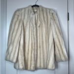 Intrigue 80s De Ball Luxury Fabric Cream Faux Fur Coat Sz 10 Vintage Union Made Photo 11