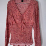 The Limited Vintage Y2K The‎  Silk V Neck Ruffle Pink Blouse Size Medium Photo 0
