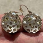 Alexis Bittar White Clear Gray Lucite Crystal Dangling Ball Clip Earrings RARE Photo 3