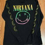 Old Navy Nirvana Black Rainbow Smiley Long Sleeve Shirt Size Small Photo 0