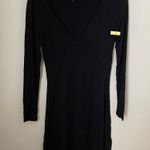 BP Dress Long Sleeve V-Neck Mini Black Solid Casual Neutral Photo 9
