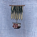 Grandma’s vintage denim shirt with embroidered flowers, birdhouses and birds. Size M Photo 3