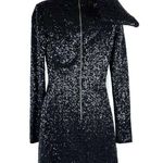 Rebecca Vallance Black Bow Sequin Long Sleeve Mock Neck Mica Mini Dress US 6 Photo 6