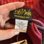 Bob Mackie XL Wearable Art Shirt Red Long Sleeve Round Neck Tie Women’s Blouse Photo 4