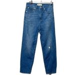 Madewell  Classic Straight Jeans Women’s Size 24 Blue High Rise Distressed Hem Photo 2