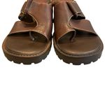 Hokus Pokus Vintage Y2K Leather Chunky Heel Lug sole Slide Sandal Wrap Toe,Sz 10 Brown Photo 9