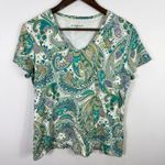 Croft & Barrow Croft‎ & Barrow Paisley Top Womens XL Multicolor Stretch Tee Preppy Resort Retro Photo 0