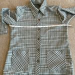 None Vintage handmade polyester jacket housecoat green plaid Photo 7