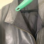 Eileen Fisher Leather black moto biker jacket Asymmetrical zip size small Photo 15