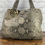 Michael Kors  Fulton Black Python Embossed Leather Hobo Shoulder Bag 2 Photo 2