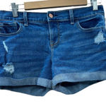 Old Navy Boyfriend Dark Wash Distressed Rolled Hem Short Shorts Size 2 Photo 0
