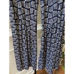 Cato Navy White Geometric Print Bell Bottom Pants Size S Stretch Flare Boho Photo 9