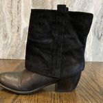 Franco Sarto Boot Size 7 Black A Dart Foldover Leather Suede Bootie Short Ankle Photo 4