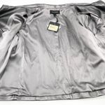 St. John  Leather Jacket Womens Large Pearlized‎ Steel Gray Quiet Luxury Old Money Photo 14