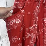 Urban Outfitters  Pants Women XS Red‎ Floral Marguerite Linen Blend Colorful Photo 4