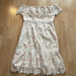 Chi Chi London NWT  Remie Bardot OTS Crochet Blush & White Lace Dress US 12 Photo 6