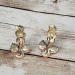 Vintage Clip On Earrings Pink Clover & Gold Tone Photo 3