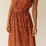 Maggy London  Womens Satin Red Floral Collared ALine Midi Dress sz 12 Euro-Summer Photo 0