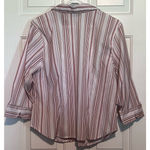Unique spectrum  Women's Orange Tan Brown Stripes Button Front Blouse Size 1X‎ Photo 1