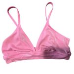 Aerie ‎ Bralette Ribbed Shimmer Pink Triangle Bra Top Adjustable Straps L Photo 8