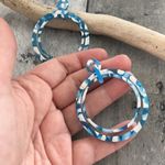 Tortoise Blue Acrylic Double Hoop Earrings Blue Photo 2