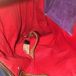 Dooney & Bourke DOONEY BURKE Purple Suede Brown Leather Top Handle Shoulder Bag Hobo Photo 10