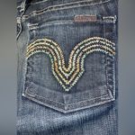 7 For All Mankind Straight Leg Jewel Embellished Back Pockets Size 24 Jeans Photo 3