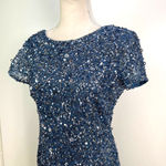 Adrianna Papell Stretch Sequin Blue Silver Mini Dress Cocktail Party New Years Photo 1