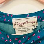 Vintage Turquoise and pink Midi Dress Sz 8. Blue Photo 8