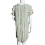 Cloth & Stone Dress Womens Medium Green Blue Striped Button Back Casual Everyday Photo 2