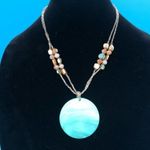 Mother of Pearl Pendant with Fresh water pearls Blue Photo 1