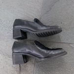 Unisa Vintage leather  black loafer with fur front and chunky block heel Photo 2