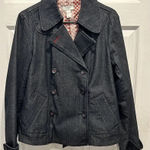 ANN TAYLOR LOFT Double Breasted Lined Denim Jacket‎ Sz M Medium Blue Photo 0